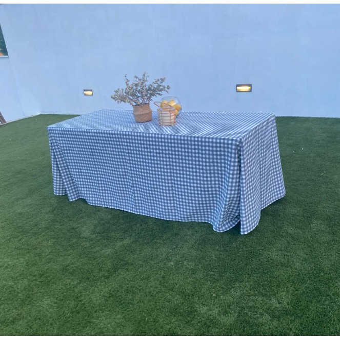Mantel de tela Vichy verde cesped