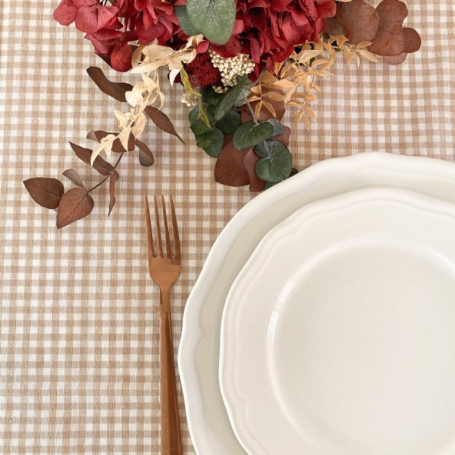 Mantel de tela Pequeño Vichy beige