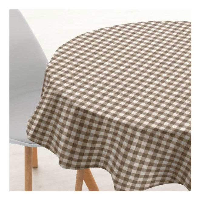 Mantel antimanchas vichy beig (redondo)