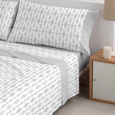 Juego sábanas algodón POLO POLO INES GRIS 100 % ALGODON