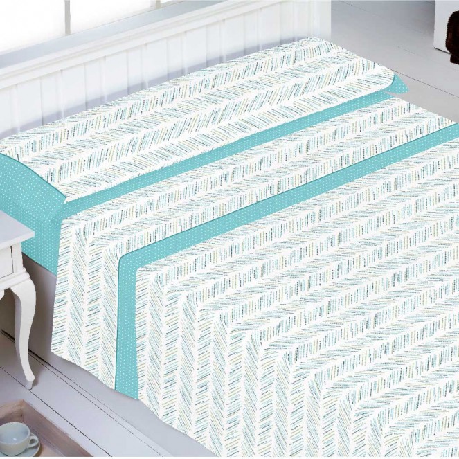 Juego sábanas algodón IDALIA AGUAMARINA ABECE CASA