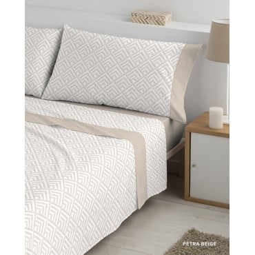 Juego sábanas algodón POLO POLO PETRA BEIGE 100 % ALGODON