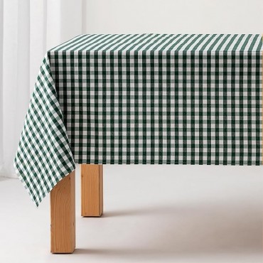 Mantel de tela Vichy verde cesped
