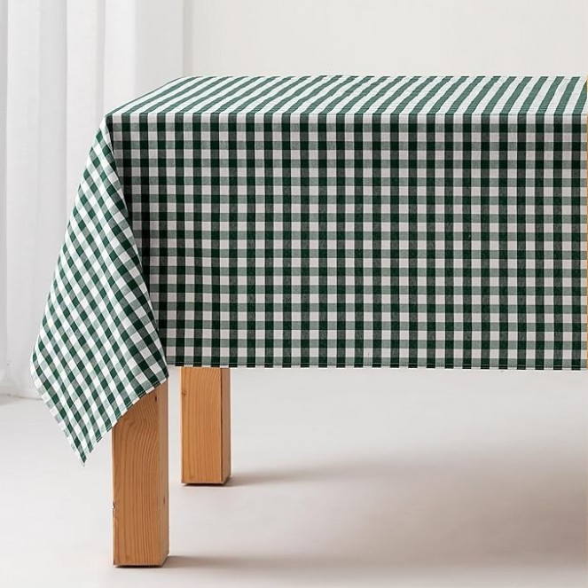 Mantel de tela Vichy verde cesped